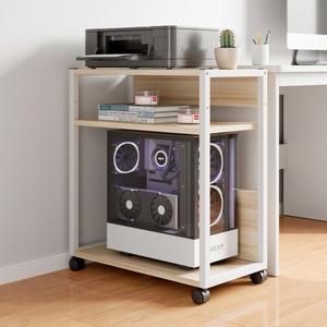 컴퓨터 본체 수납 선반 pc 복합기 메이플 거치대 겸용 로프 데스크탑거치대 우드 화이트