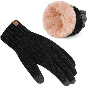FZ FANTASTIC ZONE 여성용 겨울 장갑과 터치스크린 핑거 써멀 샤닐 따뜻한 안감 니트 장갑 추운 날씨 선물