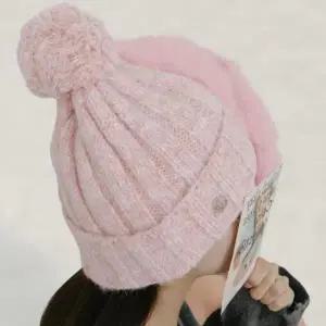 여성용 겨울 털 방울 롤업 니트 울 비니 모자