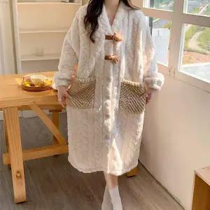 [TOPS KOREA]극세사 여성 곰돌이 수면 겨울 원피스 파자마 잠옷 빅사이즈 임산부 홈웨어 가운