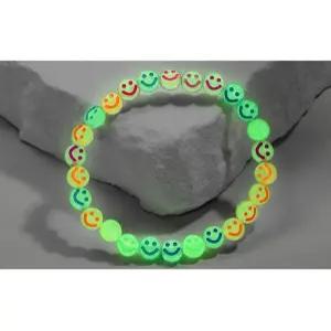 [퍼주는사] 형광 야광 스마일 비즈팔찌 우정팔찌 커플 우정 친구 선물 스마일 참 장식