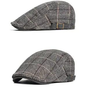 체크 남성 헌팅 캡 마도로스 남자 헌팅 캡 베레모 모자