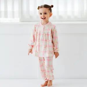 더미누 체크베어 핑크 무형광 스판 파자마 9부 잠옷