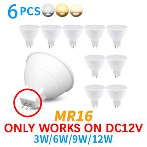 6Pcs LED 저전압 DC12V MR16 스포트라이트 천장 3W 6W 9W 12W 120 3000K 집 방 연구 거실