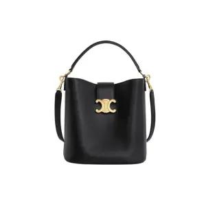 셀린느 트리옹프 카프스킨 미디엄 루이즈 버킷백 블랙 116613FX9 38NO