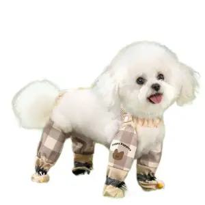 강아지방수신발 논오프 레인부츠 강아지신발 강아지일체형신발 로미 브라운 전체 프린트 발 포함