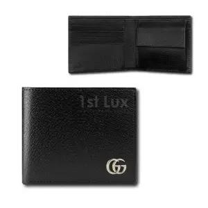 [명품] GG 실버 로고 428725 0YK0N 1000 블랙 가죽 반지갑 428727