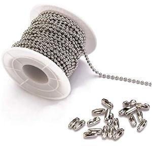팁파트 30피트 스테인리스 스틸 볼 체인 목걸이, 20개 커넥터 걸쇠, 실버 비드 세트(체인 폭 2.4mm+20개 커넥터)