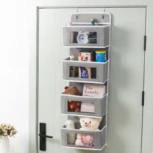 문걸이 수납함 다용도 옷장 정리함 벽걸이 수납함 포켓 공간활용 자투리 바구니 패브릭 4단 도어 침대