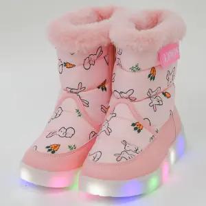 밍키 토끼 패딩 기모 키즈 어린이 여아 LED 겨울부츠