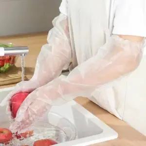 일회용 비닐 긴장갑 60cm 김장용 롱 글러브 10매 주방 방수 위생장갑