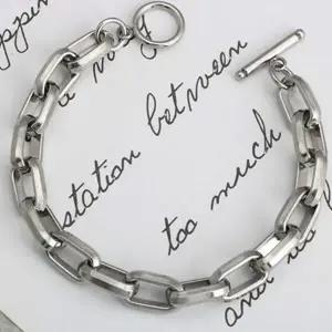 남자 팔찌 체인 커플 남녀공용 써지컬스틸 팔찌 여성 실버
