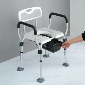 의자형 변기 노인 목욕의자 겸용 좌변기 높이조절 이동형 간이 화장실 GAM-012T