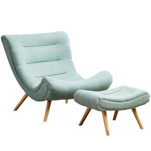 꿀잠의자 일인쇼파 패브릭 단일의자 릴렉스 가죽 서재 안락의자 침실 블루 체어 발판