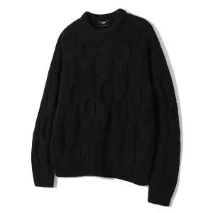 트릴리온 TR일리오 ILLIO N 워셔블 빅 케이블 오버핏 크루넥 니트 블랙 TRFKN30BK 330370