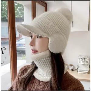 앙고라니트 귀마개 방울 캡모자