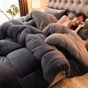 두꺼운 겨울 극세사 이불 벨벳 겨울 차렵 이불 세트 침구