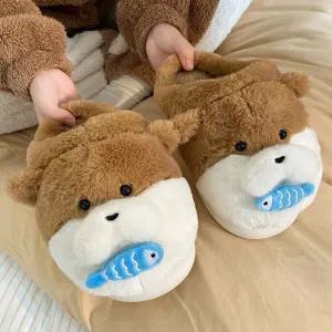 무배 큐 수달슬리퍼 여성 겨울 털실내화 거실화 방한화 동물