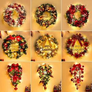 크리스마스 벽장식 문장식 원형 목화 크리스마스클래식리스 화한 60cm 화환 대형