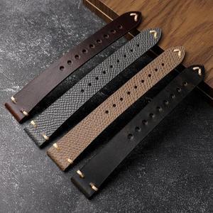 수제 가죽 시계 밴드 18 17MM 버클 14MM 팜 그레인 첫 번째 레이어 소 가죽 스트랩 소프트 빈티지 스타일