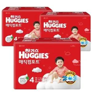 [하기스] 하기스 New 매직컴포트 밴드형 기저귀 4단계 남여공용 대형 60Px3팩