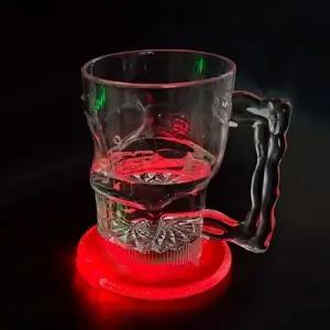 ( )홈파티 자동 LED 컵받침 레드 술잔코스터 10cm