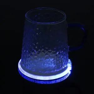 ( )홈파티 자동 LED 컵받침 블루 술잔코스터 10cm