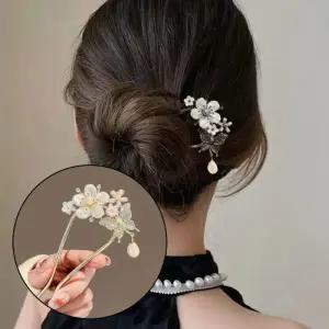 여성 진주 나비 U자 비녀 1P 올림머리 혼주 결혼식