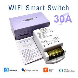 Tuya Wifi 30A 4000W 스위치 모듈 무선 릴레이 컨트롤러 AC 220V 110V DC 12V 24V 스마트 라이프 APP 음성