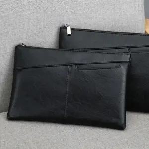 [룽스]전면 포켓의 심플 블랙 클러치백 가방