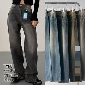 다올샵 여성 와이드핏 난스판 반밴딩 통 청바지 3단기장 (키별선택) 5컬러 5사이즈