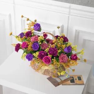 비누 카네이션 조화 바구니 프릴러브 ⅢAset 50cm 꽃 어버이날 스승의날 테이블 장식 감사 선물 행사 소품
