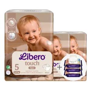 리베로 기저귀 터치 밴드형 5단계 30매 3팩+물티슈 70매 3개