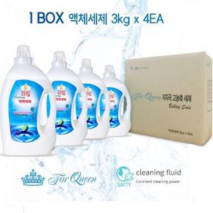 [포퀸] 저자극 고농축 천연 EM 액체 세탁세제 3L(4개) 총12,000ml