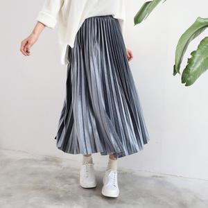 벨벳 주름 플리츠 롱 스커트 겨울 간절기 치마