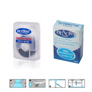 스카이덴트 50m 블랙 인디게이터 치실 검정 왁스 치과치실 Black Dental Floss SKYDENT