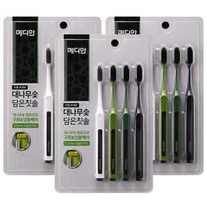 메디안 대나무숯 담은 칫솔 4입 x3개/ 이중미세모