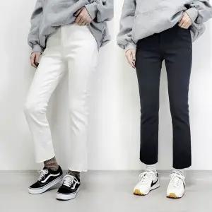 [103st] 여성 밍크 융기모 일자핏 밴딩 면 바지 2color