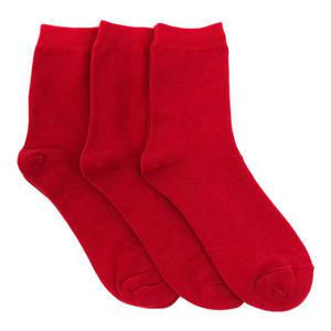 여자 패션 중목 빨간 양말 레드 무지