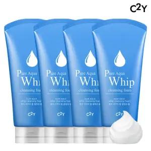 C2Y 퓨어 아쿠아 휩 클렌징 폼 120ml 4개 대용량 세트 구성