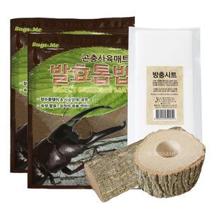 곤충 사육 용품 먹이목 패키지 ( 발효톱밥 놀이목, 먹이목, 방충시트 )