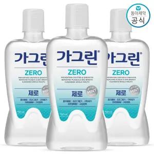 가그린 제로 750ml 3개+100ml(시공품 랜덤)