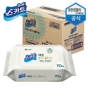 플라스틱프리 생분해 스카트 에코 종이 물티슈 70매x20개 (1box) 41802