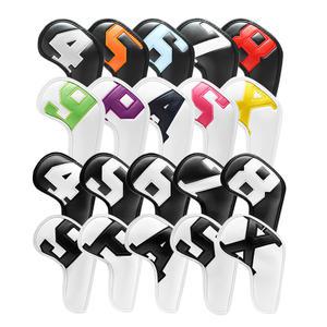 고급 아이언 골프채 클럽 헤드커버 10pcs 세트 화이트 블랙 심플 넘버 숫자 디자인 카바