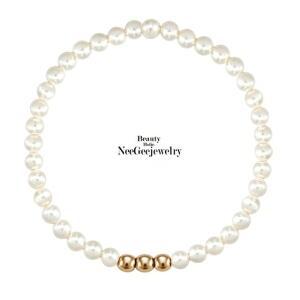 [기타][니지쥬얼리] 14K GOLD 트리플 골든볼 스와 진주 팔찌