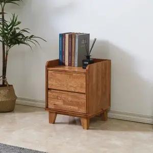 엘린까사 고무나무 원목 월넛 협탁 W390