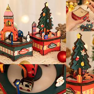 [오피스스쿨] 민화샵 크리스마스 나무 오르골 만들기 2종 택1 diy 인테리어 나무소품