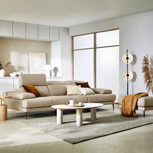 [스툴무료][자코모][단독판매] 카밍 4인 기능성 슈렁큰 천연면피 소가죽 소파+스툴