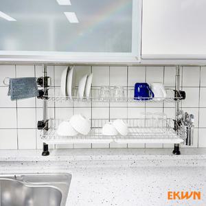 에쿤 무타공 2단 기둥식 식기건조대 800용 싱크선반