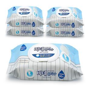 위생대장 샤인 물에 녹는 비데물티슈 캡형 60매 5팩 화장실전용